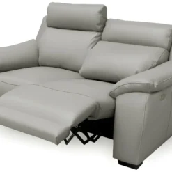 Canapé 2 Places Avec 2 Relax En 100% Tout Cuir épais Luxe Italien - 2 Relax électriques, Gris Clair. BERN -Promos Chesteris Boutique canape 12304977