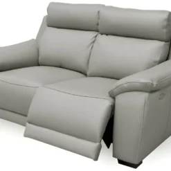 Canapé 2 Places Avec 2 Relax En 100% Tout Cuir épais Luxe Italien - 2 Relax électriques, Gris Clair. BERN -Promos Chesteris Boutique canape 12304979