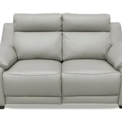Canapé 2 Places Avec 2 Relax En 100% Tout Cuir épais Luxe Italien - 2 Relax électriques, Gris Clair. BERN -Promos Chesteris Boutique canape 12304981