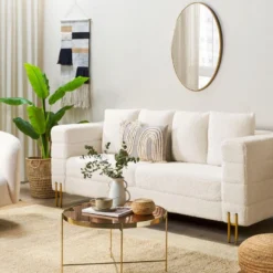 Canapé 3 Places Bouclé Blanc GRANNA