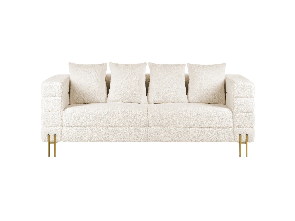 Canapé 3 Places Bouclé Blanc GRANNA 2 Canapé 3 Places Bouclé Blanc GRANNA – Image 2