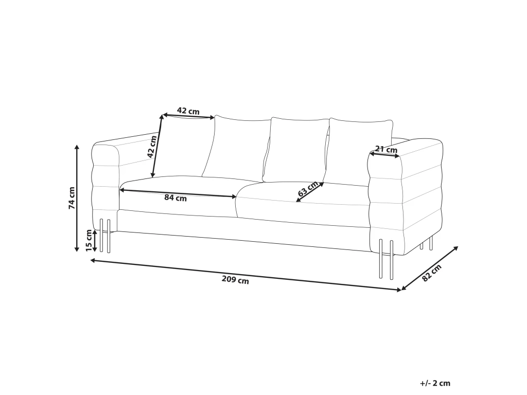 Canapé 3 Places Bouclé Blanc GRANNA 3 Canapé 3 Places Bouclé Blanc GRANNA – Image 3
