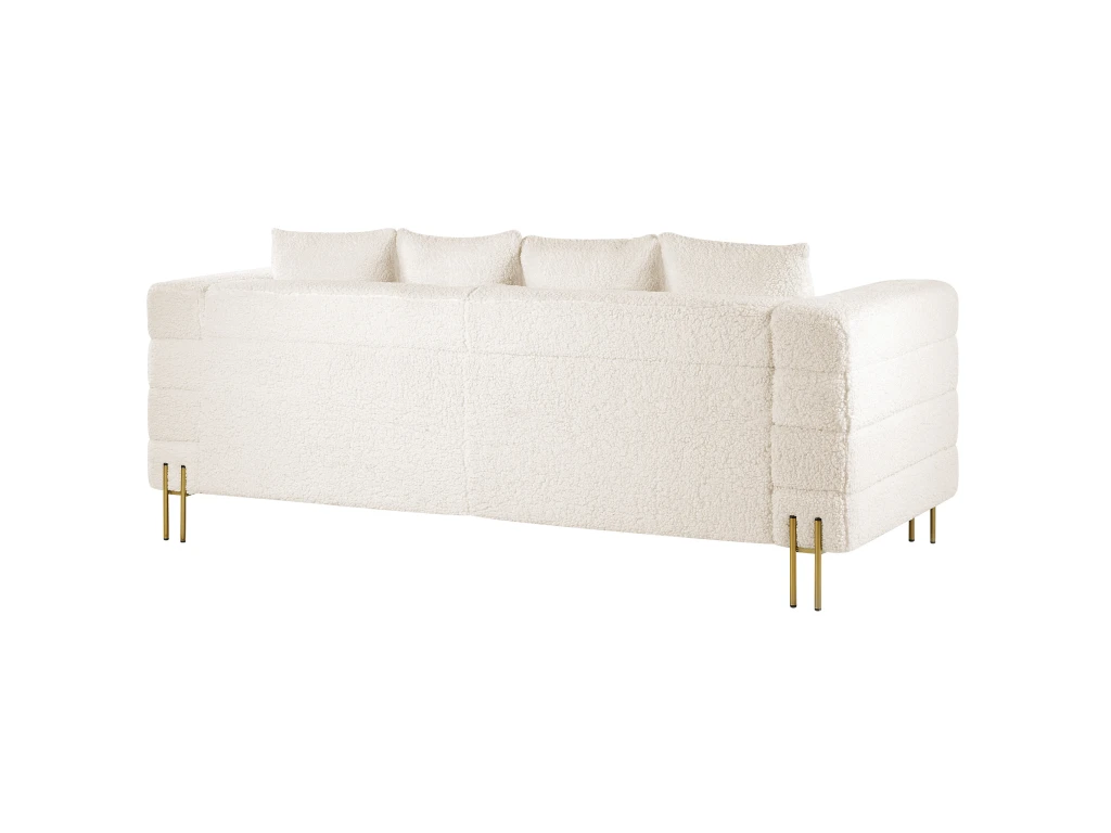 Canapé 3 Places Bouclé Blanc GRANNA 5 Canapé 3 Places Bouclé Blanc GRANNA – Image 5