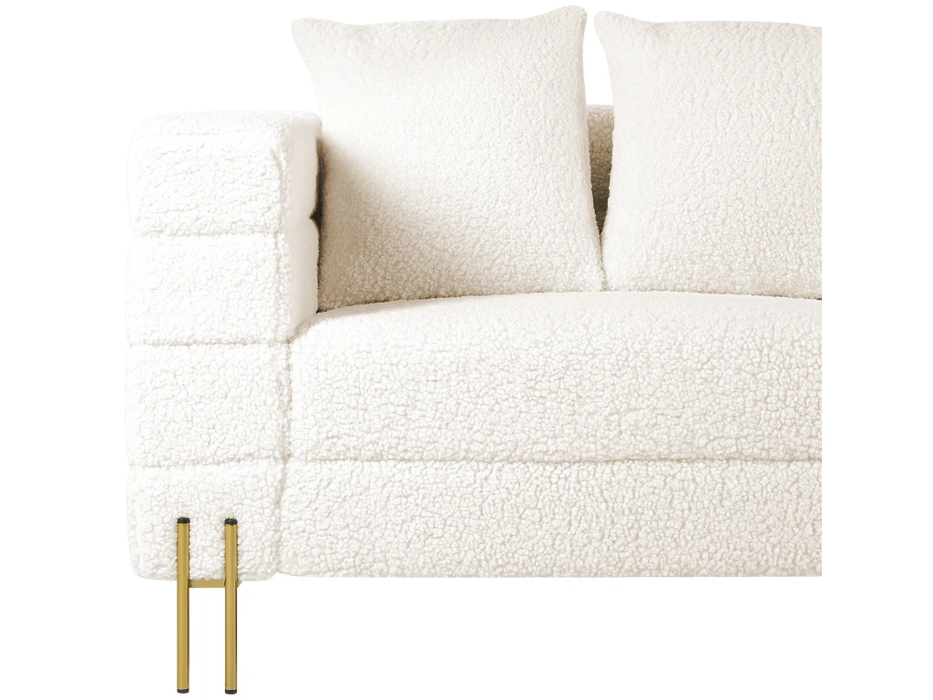 Canapé 3 Places Bouclé Blanc GRANNA 6 Canapé 3 Places Bouclé Blanc GRANNA – Image 6