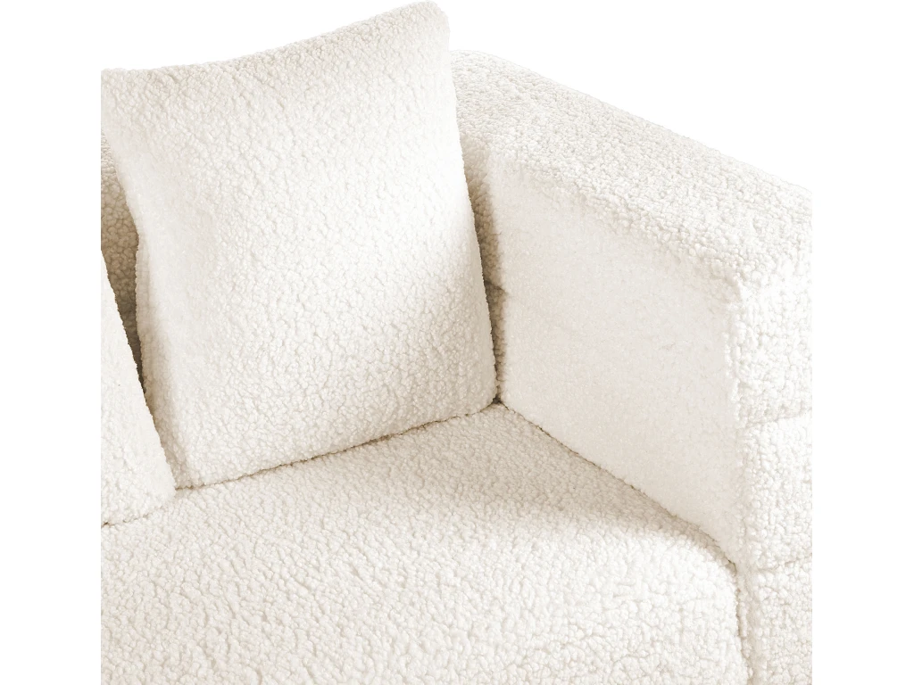Canapé 3 Places Bouclé Blanc GRANNA 7 Canapé 3 Places Bouclé Blanc GRANNA – Image 7