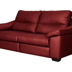 Canapé 3 Places En 100% Tout Cuir épais Italien Vachette HAMBOURG, Couleur Rouge Foncé -Promos Chesteris Boutique canape 12328319