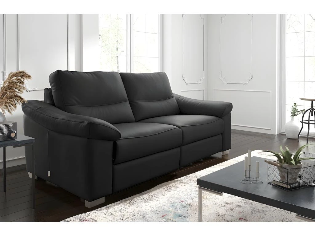 Canapé 3 Places En 100% Tout Cuir épais Italien Vachette HAMBOURG, Couleur Noir 2 Canapé 3 Places En 100% Tout Cuir épais Italien Vachette HAMBOURG, Couleur Noir – Image 2