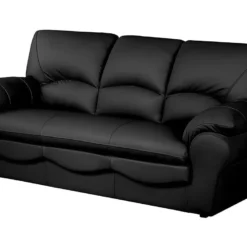 Canapé 3 Places En 100% Tout Cuir Italien Vachette OSATIS, Couleur Noir -Promos Chesteris Boutique canape 12328391