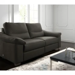 Canapé 2 Places En 100% Tout Cuir épais Italien Vachette HAMBOURG, Couleur Anthracite -Promos Chesteris Boutique canape 12328403