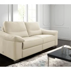 Canapé 3 Places En 100% Tout Cuir épais Italien Vachette HAMBOURG, Couleur Ivoire
