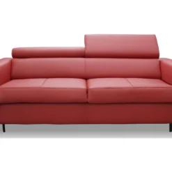 Canapé 3 Places Convertible En Cuir Italien De Luxe MOVIDA, Rouge Foncé -Promos Chesteris Boutique canape 12328681