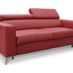 Canapé 3 Places Convertible En Cuir Italien De Luxe MOVIDA, Rouge Foncé -Promos Chesteris Boutique canape 12328683