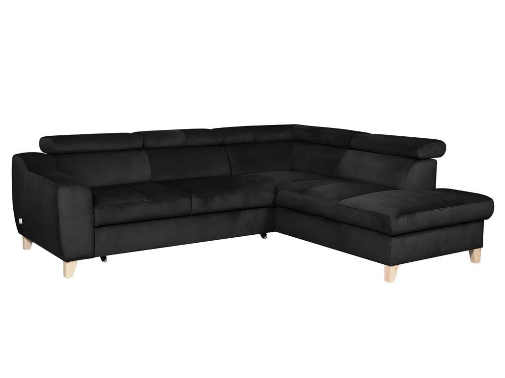 Canapé D'angle Convertible En Tissu Luxe 5 Places, ASTERIA Noir, Angle Droit 3 Canapé D'angle Convertible En Tissu Luxe 5 Places, ASTERIA Noir, Angle Droit – Image 3