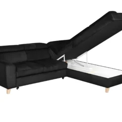 Canapé D'angle Convertible En Tissu Luxe 5 Places, ASTERIA Noir, Angle Droit 10 Canapé D'angle Convertible En Tissu Luxe 5 Places, ASTERIA Noir, Angle Droit -Promos Chesteris Boutique canape 12331929