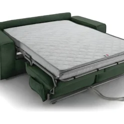 Canapé Convertible 3 Places En Velours Côtelé Vert - Ouverture Express - Couchage Quotidien - Matelas HD 140 X 190 - Dario -Promos Chesteris Boutique canape 12332277