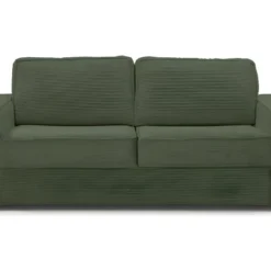 Canapé Convertible 3 Places En Velours Côtelé Vert - Ouverture Express - Couchage Quotidien - Matelas HD 140 X 190 - Dario -Promos Chesteris Boutique canape 12332279