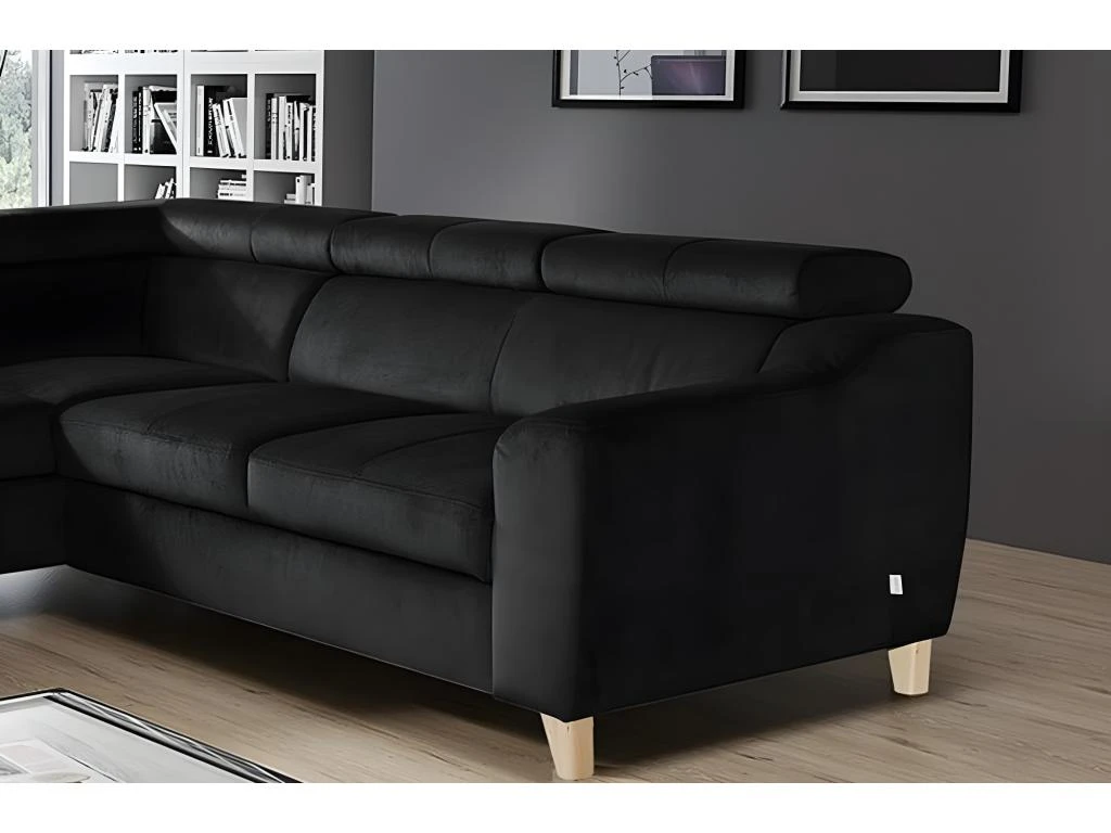 Canapé D'angle En Tissu Luxe 5 Places, ASHLEY, Noir, Angle Gauche (vu De Face) 3 Canapé D'angle En Tissu Luxe 5 Places, ASHLEY, Noir, Angle Gauche (vu De Face) – Image 3