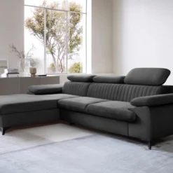 Canapé D'angle Gauche Convertible En Velours Gris Anthracite SAMARA De Pascal Morabito -Promos Chesteris Boutique canape 12344535