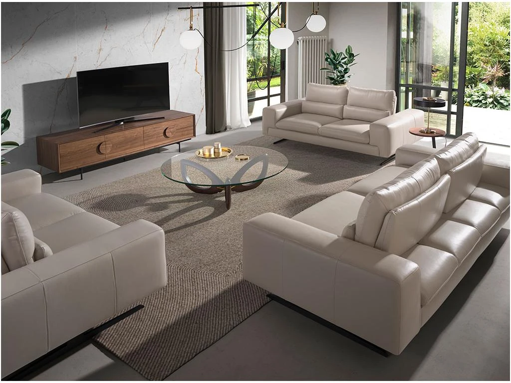 Canapé 3 Places En Cuir Et Acier Noir 6142 ANGEL CERDA 4 Canapé 3 Places En Cuir Et Acier Noir 6142 ANGEL CERDA – Image 4