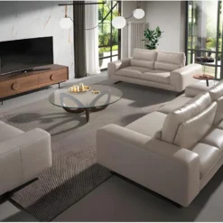 Canapé 2 Places En Cuir Et Acier Noir 6141 ANGEL CERDA -Promos Chesteris Boutique canape 12386255