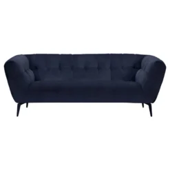Canapé 2 Places Velours Bleu Nuit Capitonné Et Piètement Métal - BRIO -Promos Chesteris Boutique canape 12405777