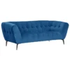 Canapé 2 Places Velours Bleu Capitonné Et Piètement Métal Noir - BRIO