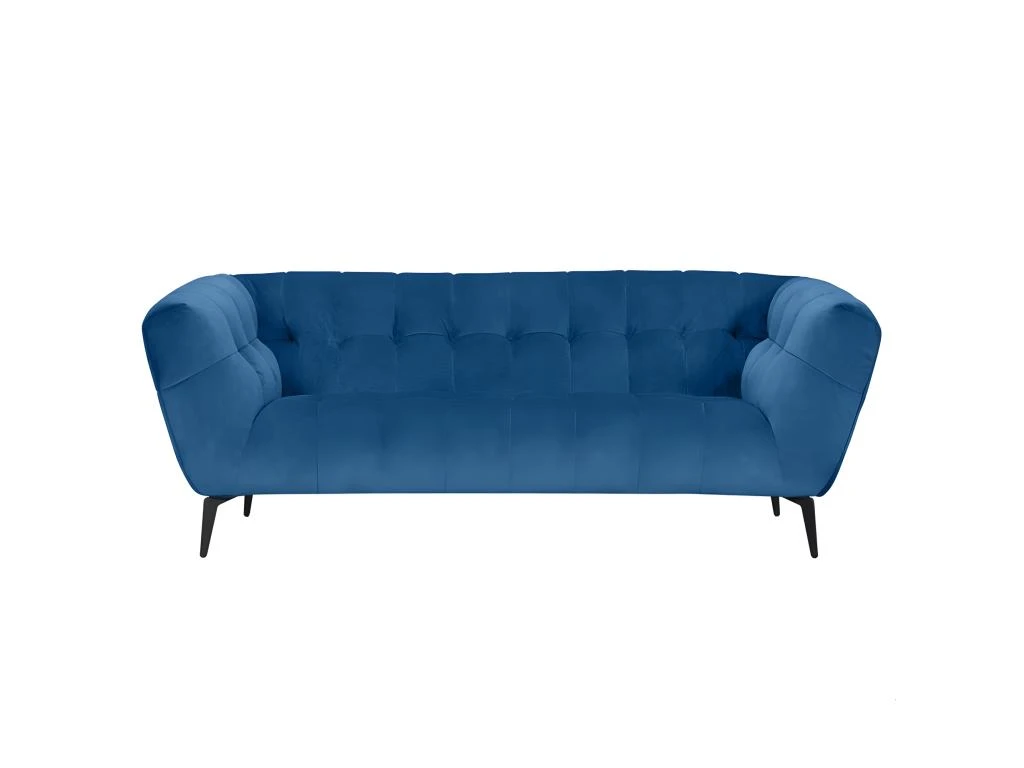 Canapé 2 Places Velours Bleu Capitonné Et Piètement Métal Noir - BRIO 3 Canapé 2 Places Velours Bleu Capitonné Et Piètement Métal Noir - BRIO – Image 3