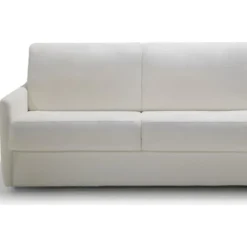 Canapé Convertible 3 Places En Tissu Bouclé écru - Ouverture Express - Couchage Quotidien - Matelas HD 140 X 190 - Sienne