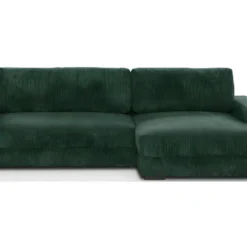 Canapé D'angle à Droite Convertible 3 Places Avec Coffre En Velours Côtelé Vert Foncé - Arty