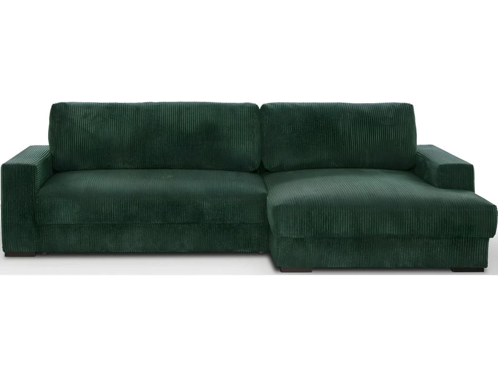 Canapé D'angle à Droite Convertible 3 Places Avec Coffre En Velours Côtelé Vert Foncé - Arty 1 Canapé D'angle à Droite Convertible 3 Places Avec Coffre En Velours Côtelé Vert Foncé - Arty