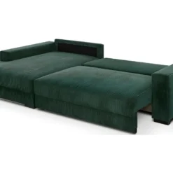 Canapé D'angle à Gauche Convertible 3 Places Avec Coffre En Velours Côtelé Vert Foncé - Arty -Promos Chesteris Boutique canape 12407415