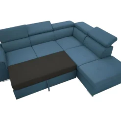 Canapé D'angle Convertible Panoramique 5 Places - Tissu Malmo Bleu Marine - DAYTONA -Promos Chesteris Boutique canape 12408659