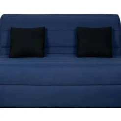 DUNLOPILLO Banquette BZ - Tissu Marine + 2 Coussins Noir - L 140 X P 99 X H 98 Cm - Made In France - ALICE