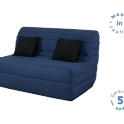 DUNLOPILLO Banquette BZ - Tissu Marine + 2 Coussins Noir - L 140 X P 99 X H 98 Cm - Made In France - ALICE -Promos Chesteris Boutique canape 12497667