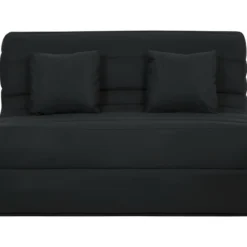 DUNLOPILLO Banquette BZ - Tissu Noir + 2 Coussins Noir - L 140 X P 99 X H 98 Cm - Made In France - ALICE