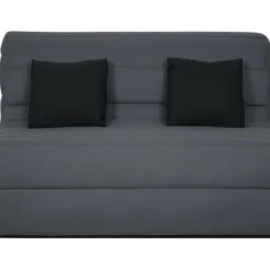 DUNLOPILLO Banquette BZ Dunlopillo - Tissu Gris + 2 Coussins Noir - L 140 X P 99 X H 98 Cm - Made In France - ALICE