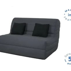 DUNLOPILLO Banquette BZ Dunlopillo - Tissu Gris + 2 Coussins Noir - L 140 X P 99 X H 98 Cm - Made In France - ALICE -Promos Chesteris Boutique canape 12497721