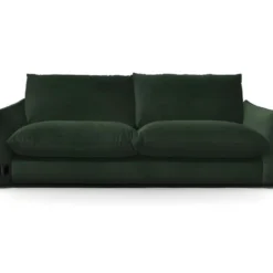Canape Fixe 3 Places TYFA - Velours Vert Bouteille - L 231 X P 102 X H 78 Cm - HEXAGONE