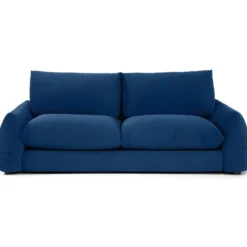 Canape Fixe 3 Places TYFA - Velours Bleu Profond - L 231 X P 102 X H 78 Cm - HEXAGONE