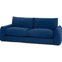 Canape Fixe 3 Places TYFA - Velours Bleu Profond - L 231 X P 102 X H 78 Cm - HEXAGONE -Promos Chesteris Boutique canape 12510939