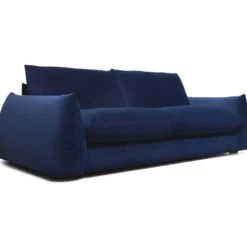 Canape Fixe 3 Places TYFA - Velours Bleu Profond - L 231 X P 102 X H 78 Cm - HEXAGONE -Promos Chesteris Boutique canape 12510943