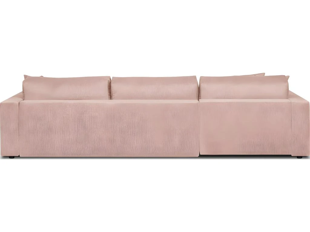 Canapé D'angle à Droite Convertible 5 Places En Velours Côtelé Rose Pâle Avec Coffre De Rangement - Robin 4 Canapé D'angle à Droite Convertible 5 Places En Velours Côtelé Rose Pâle Avec Coffre De Rangement - Robin – Image 4