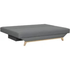 TEIJO Banquette Convertible 3 Places + Coffre De Rangement - Pieds Bois Clair - Tissu Gris Clair - L187 X P 91 X H 82 Cm -Promos Chesteris Boutique canape 12511285