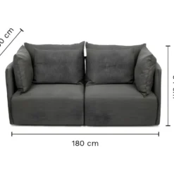 Canapé DUNE 2 Places - Gris Anthracite - TEMAHOME -Promos Chesteris Boutique canape 12513953