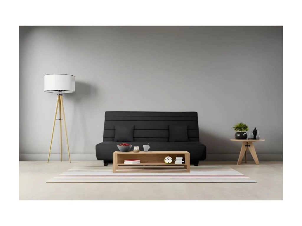 DUNLOPILLO Banquette Clic Clac - Tissu Pearl Noir + 2 Coussins Noir - L 194 X P 98 X H 102 Cm - Made In France - ALEX 2 DUNLOPILLO Banquette Clic Clac - Tissu Pearl Noir + 2 Coussins Noir - L 194 X P 98 X H 102 Cm - Made In France - ALEX – Image 2