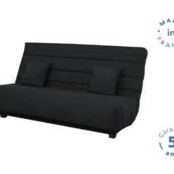 DUNLOPILLO Banquette Clic Clac - Tissu Pearl Noir + 2 Coussins Noir - L 194 X P 98 X H 102 Cm - Made In France - ALEX 7 DUNLOPILLO Banquette Clic Clac - Tissu Pearl Noir + 2 Coussins Noir - L 194 X P 98 X H 102 Cm - Made In France - ALEX -Promos Chesteris Boutique canape 12524379