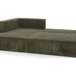 Canapé D'angle à Gauche Convertible 3 Places Avec Coffre En Velours Côtelé Vert Kaki - Barani -Promos Chesteris Boutique canape 12545093