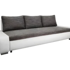 Canapé Convertible 3 Places Avec Coffre Joakim Gris Et Blanc