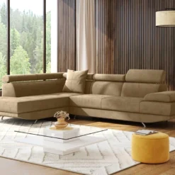 Canapé D'angle XL En Tissu ROMAIN - Beige - Angle Gauche -Promos Chesteris Boutique canape 12564885