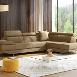 Canapé D'angle XL En Tissu ROMAIN - Beige - Angle Droit -Promos Chesteris Boutique canape 12564889